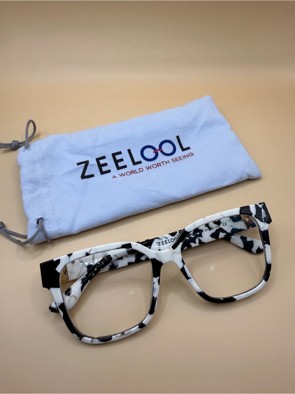 Zeelool Black & White Patterned Glasses Frame, Unknown Prescription